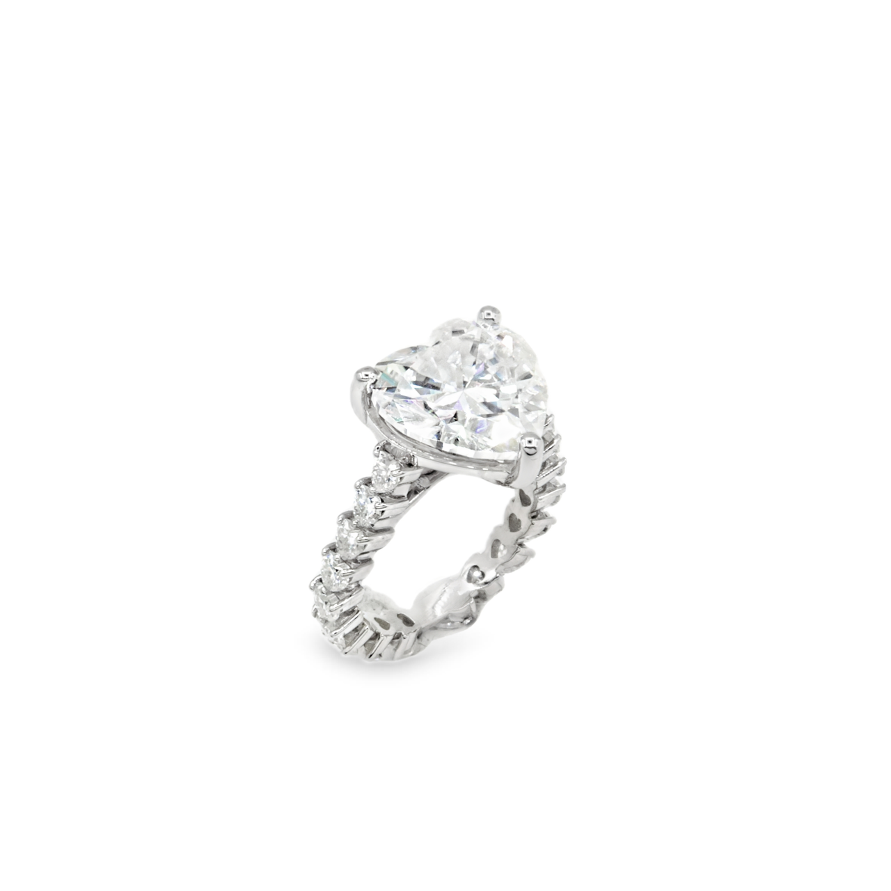 14k White Gold Heart Shaped Lab Diamond Engagement Ring 8.93 Ctw