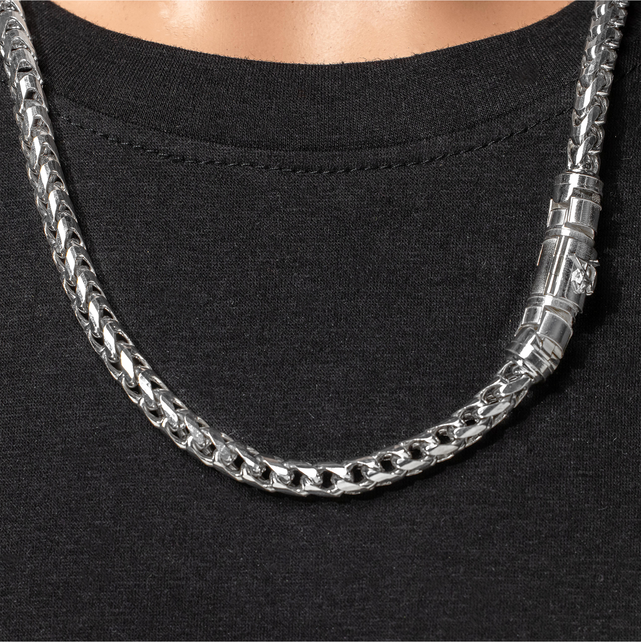 14k White Gold Franco Chain 25in 7mm