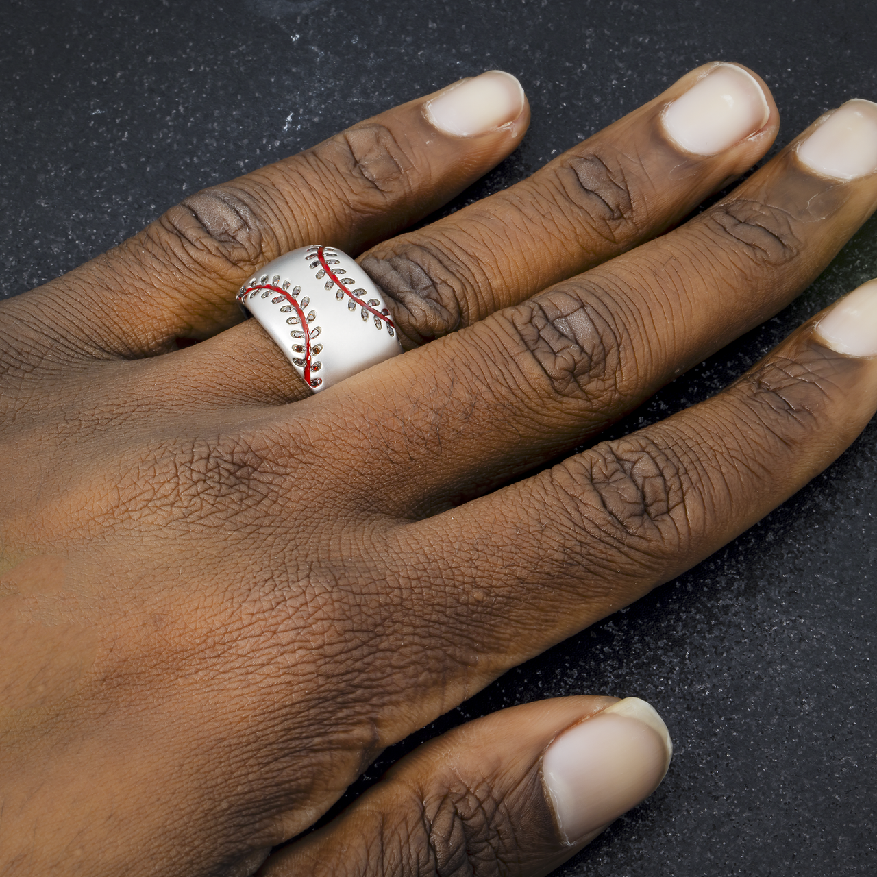 Pure .925 Sterling Silver Baseball Ring