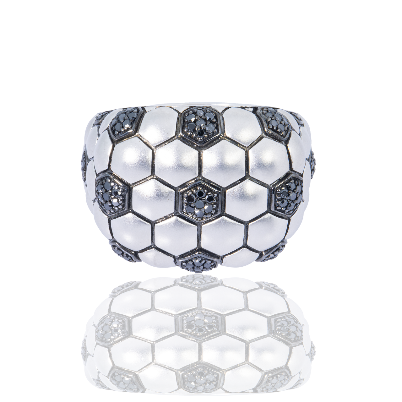 Pure .925 Sterling Silver Soccer Ball Ring