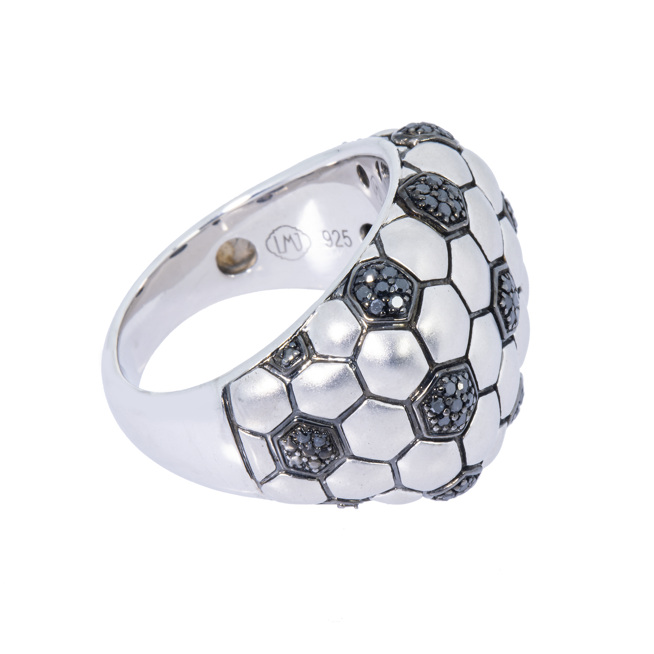 Pure .925 Sterling Silver Soccer Ball Ring