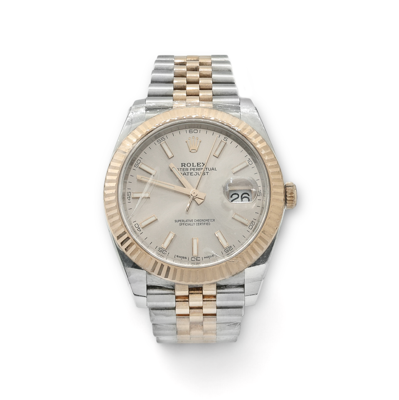 Rolex Datejust 41 stainless Steel and Rose Gold Jubilee Sundust Index Dial Watch 126331