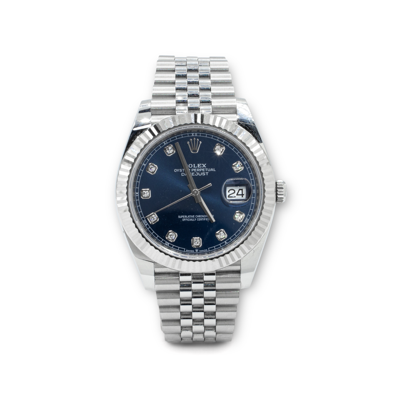 Rolex Datejust 41MM Blue Diamond Steel and White Gold Jubilee Watch 126334