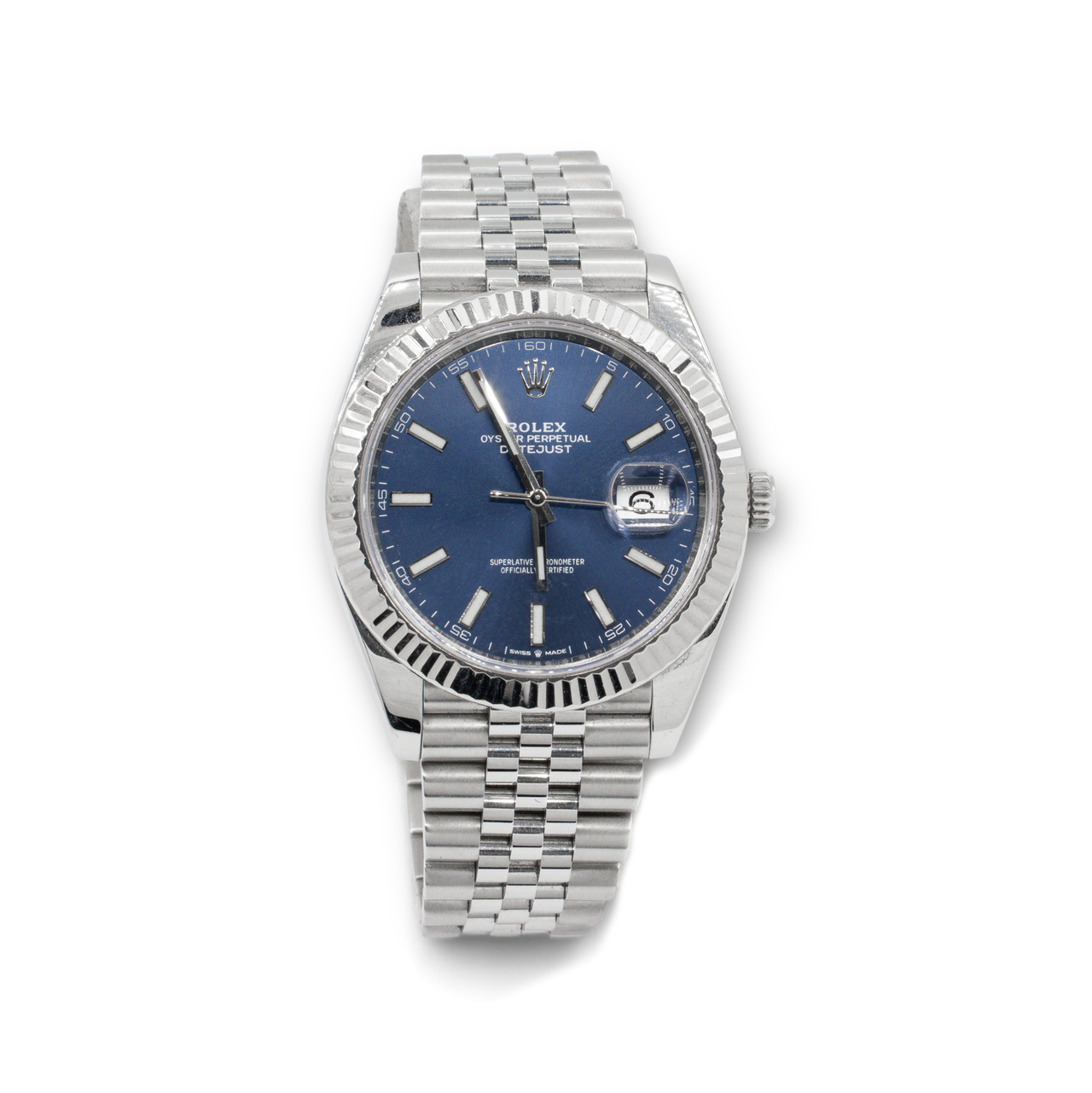 Rolex Datejust 41MM Blue Diamond Steel and White Gold Jubilee Watch 126334