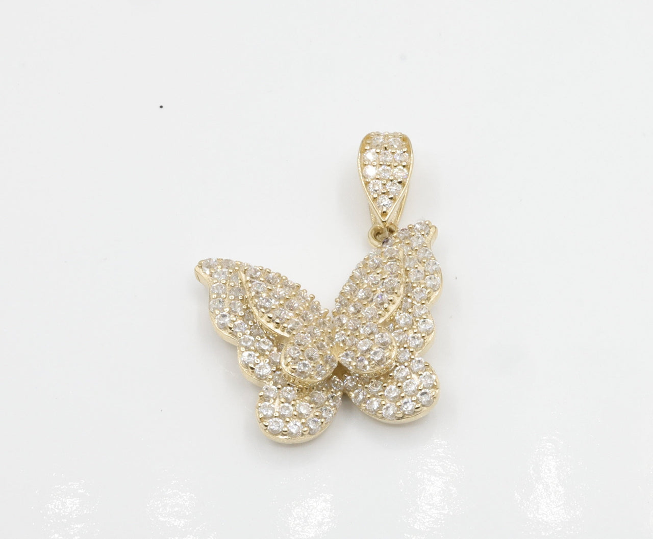 10k Yellow Gold CZ Butterfly Pendant