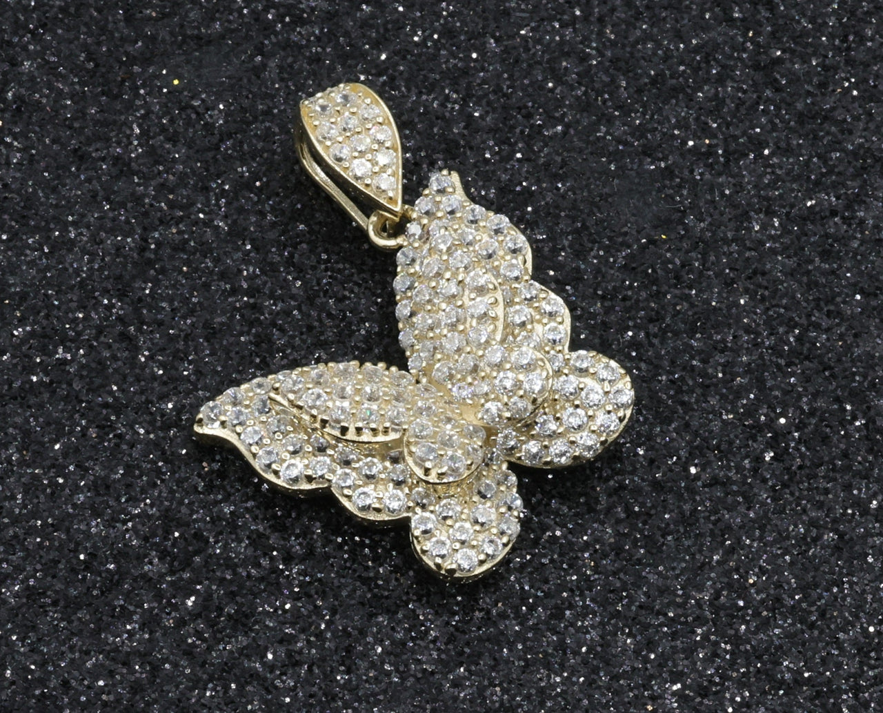 10k Yellow Gold CZ Butterfly Pendant