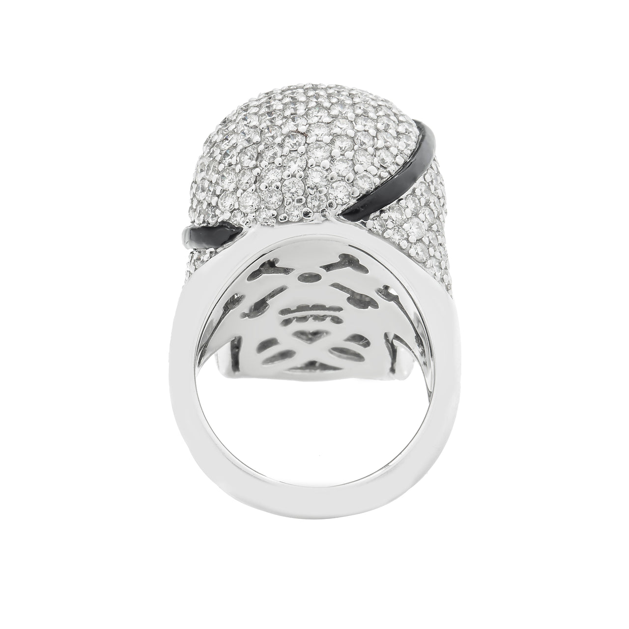 14K White Gold Diamond Pirate Skull Ring