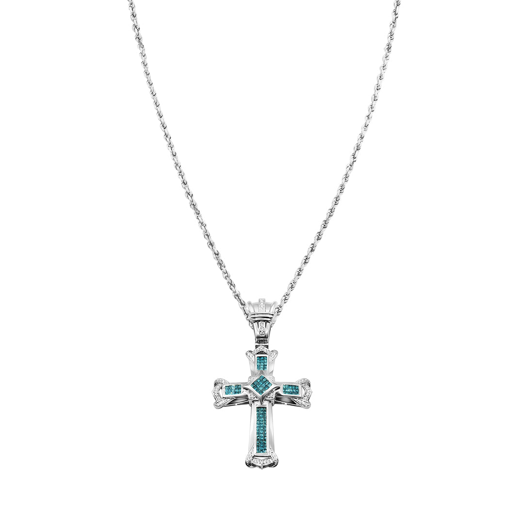 Blue Princess Cut Pendant