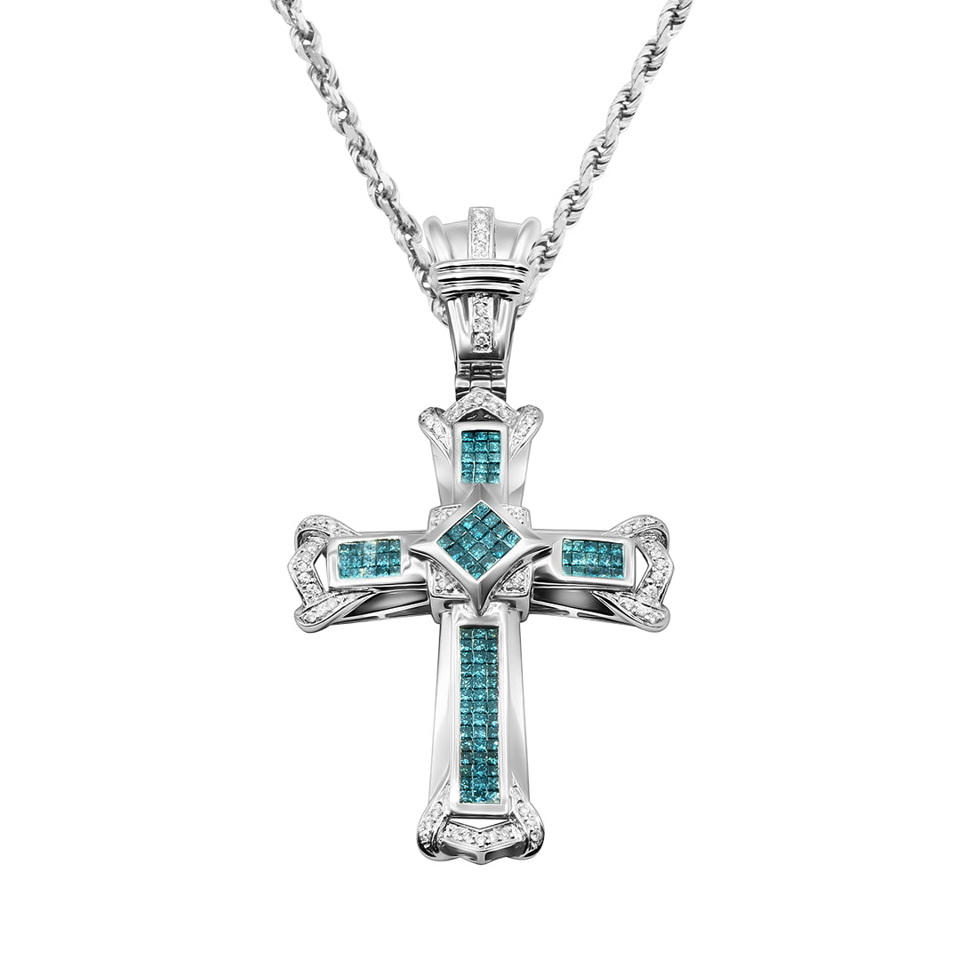 Blue Princess Cut Pendant