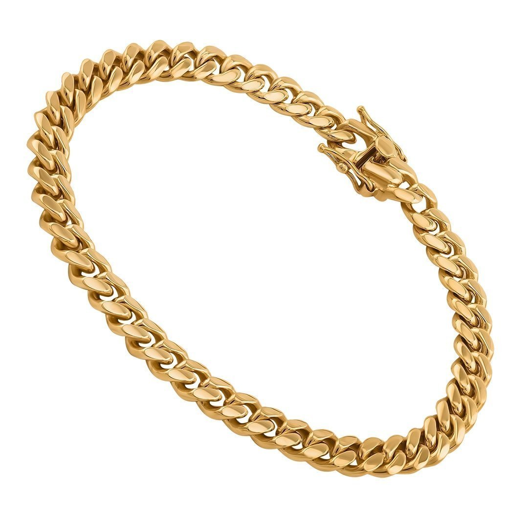 14K Yellow Gold Solid Miami Cuban Link Bracelet 8 Inches 3.5 mm 65582: buy  online in NYC. Best price at TRAXNYC.