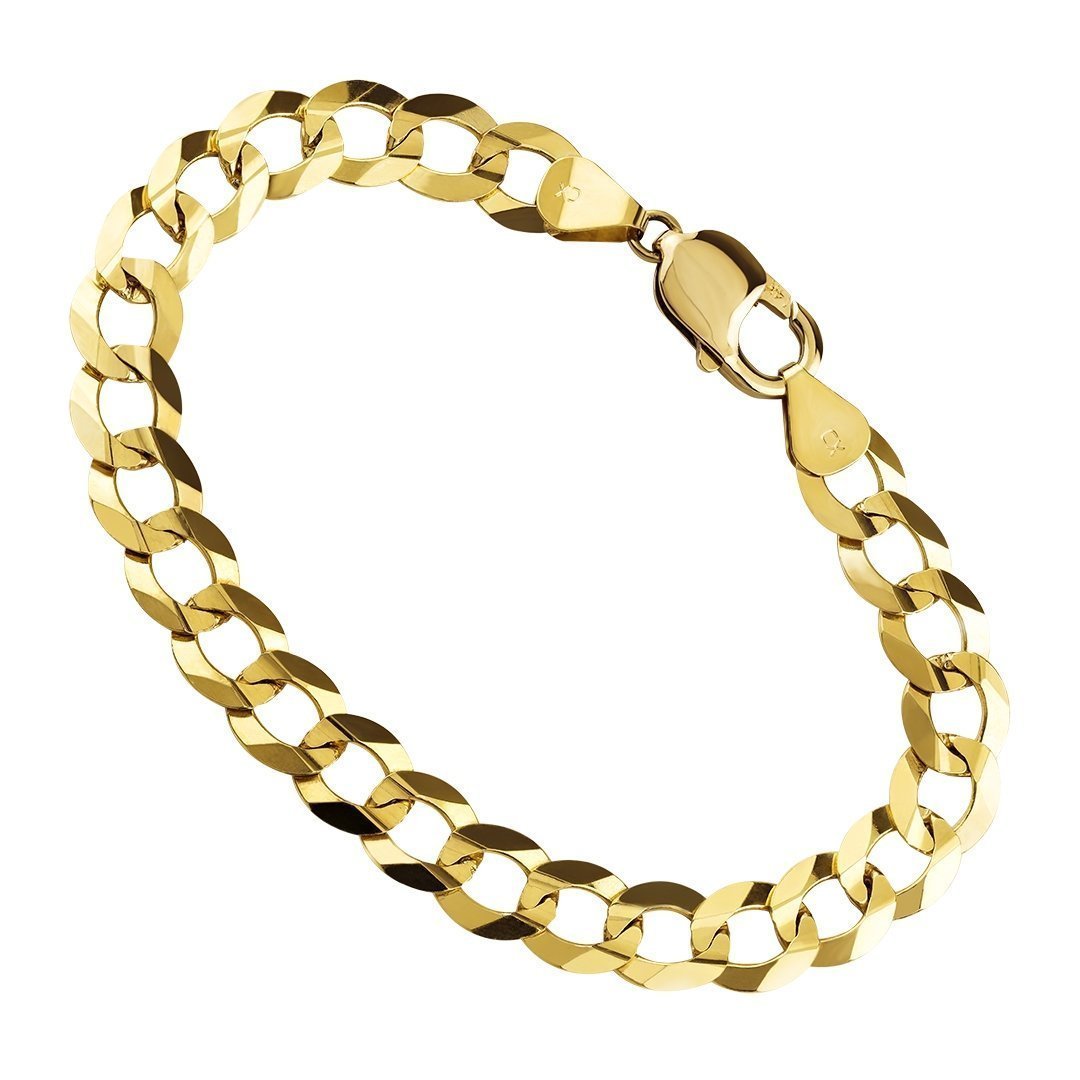 14K Yellow Solid Gold Mens Curb Bracelet 11 mm – Avianne Jewelers