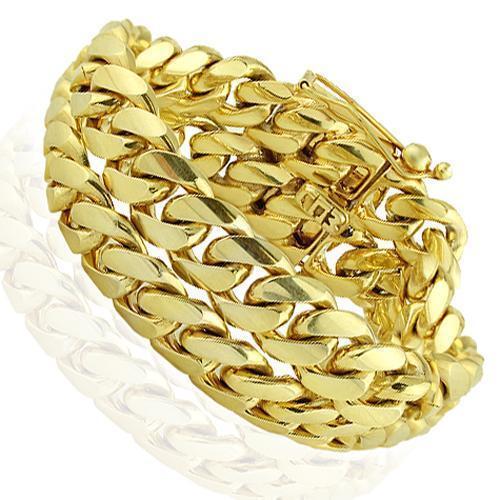 18K Yellow Solid Gold Mens Diamond Pave Set Cuban Bracelet 8.00 Ctw –  Avianne Jewelers