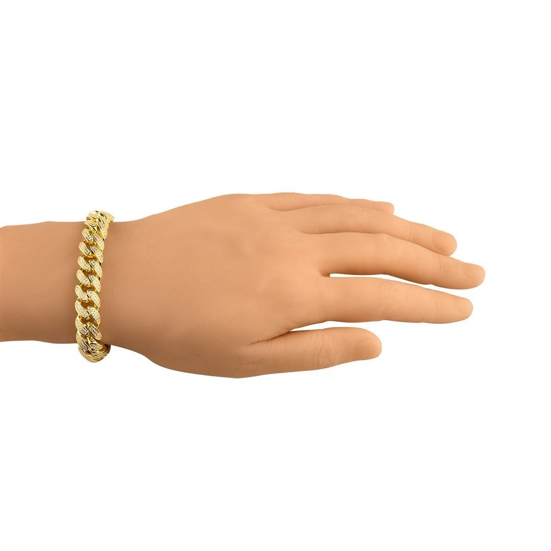 Studded Prong Set Cuban Link Bracelet - Silver – GOLDEN GILT