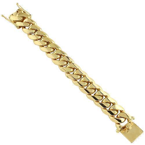 Buy 12mm 18K Gold Plated Iced Miami Cuban Pattern with Cubic Zirconia  Double Tab Box Clasp Bracelet Online - Inox Jewelry India