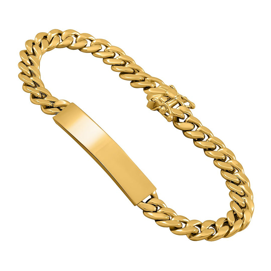 Customizable Name Plate Cuban Bracelet 14K Yellow Gold – Avianne Jewelers