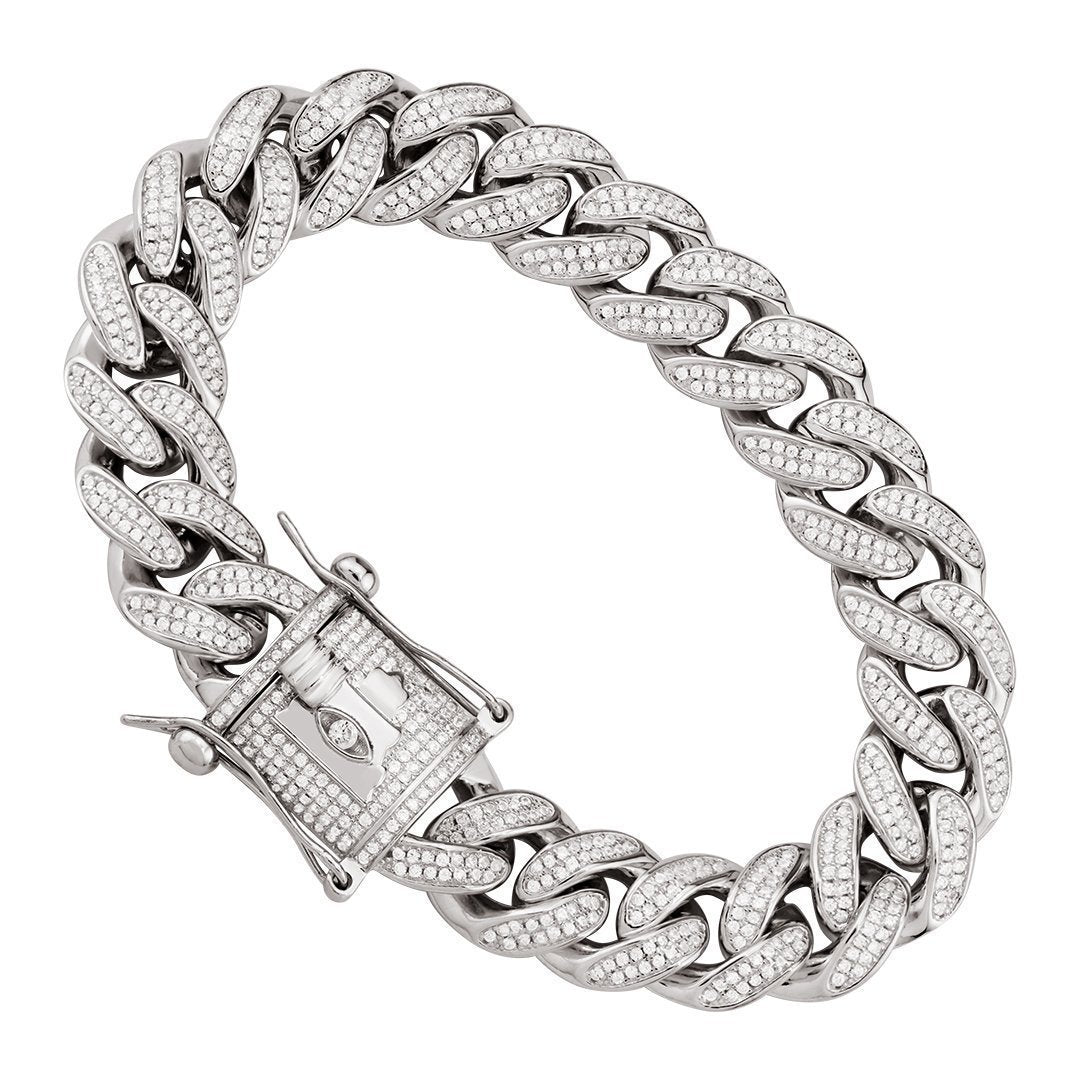 Popular style Sterling Silver Cuban Link Bracelet Iced out Cuban Chain  Bracelet for men  CS