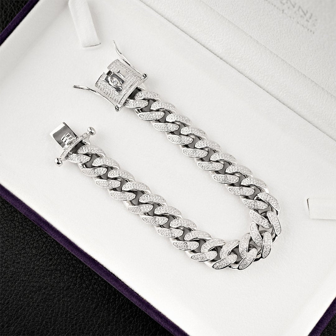mens solid 11mm silver cuban link bracelet 8 inch – Roberto Martinez.com