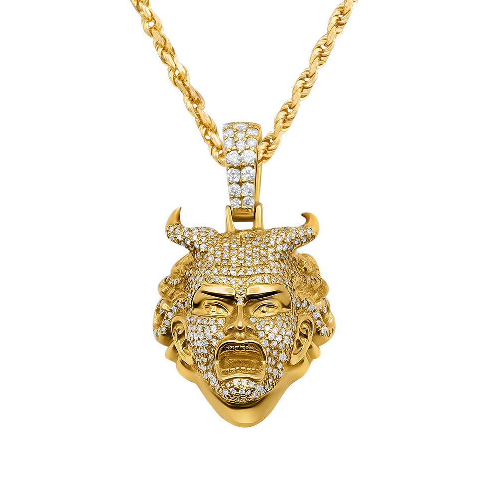 14K Gold Iced Devil Head's Pendant 1.36ctw – Avianne Jewelers