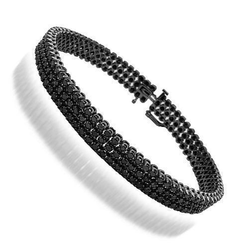 Two side gold plated diamonds in black silicone bracelet for men