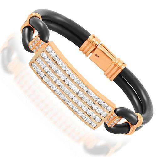 14K Solid Rose Gold Mens Diamond Bracelet 6.50 Ctw – Avianne Jewelers