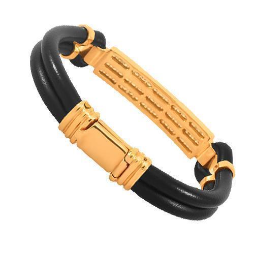Buy BHAYANI STORE Bracelet For Men Silicone Brainded Benz Design Gold  Plated With Diamond Men's And Boys Bracelet at Amazon.in