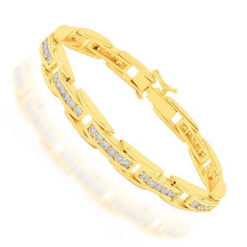 Yellow Gold Letter Single Micro Pave Diamond Bracelet (Diamond Initial Fashion Bracelet V (14K) (6+1))
