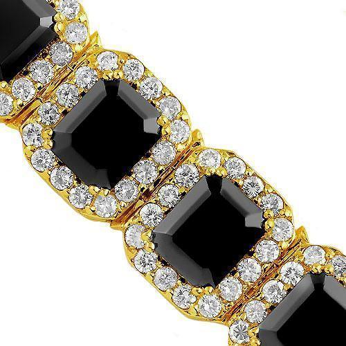 Men's Black Onyx Bracelet 1/2 ct tw Diamonds 10K Yellow Gold 8.5
