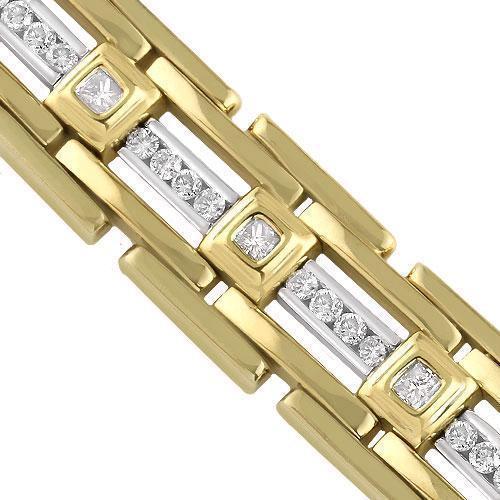 Men's Diamond 14K White Gold 5 Row Diamond Bracelet 3.50 004850