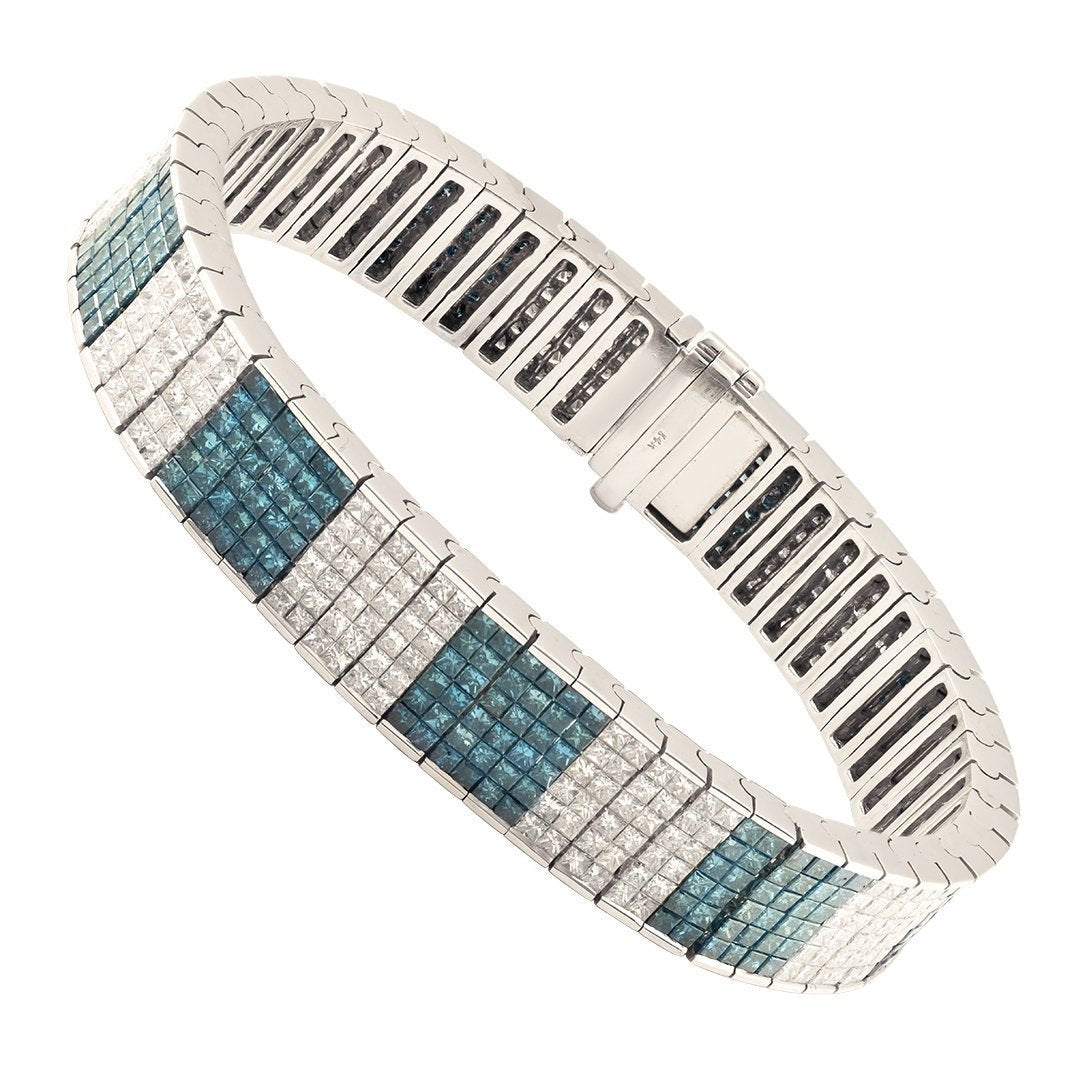 Antique Diamond Bracelet with Princess Cuts & Rounds in Bezel Setting –  Ziva Jewels