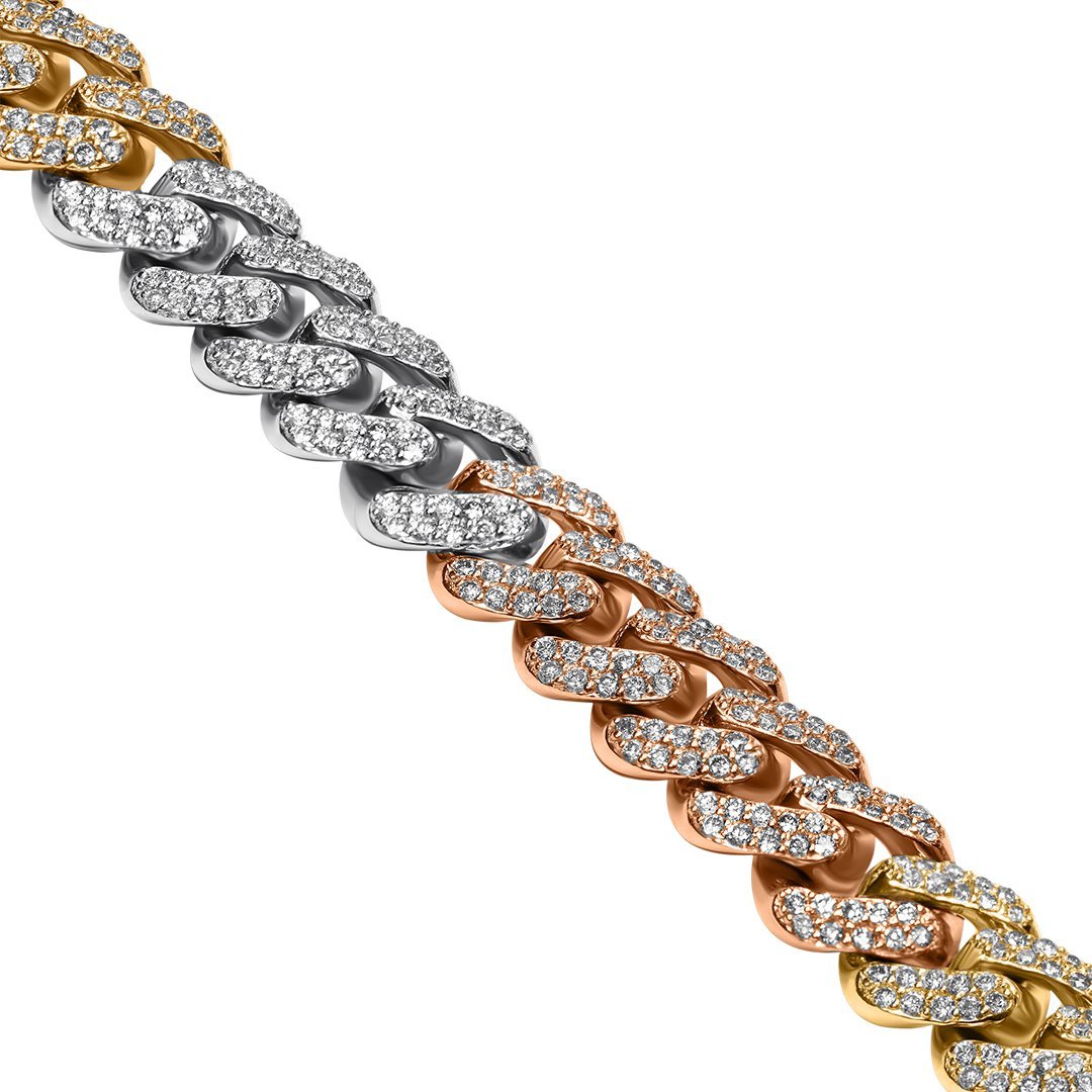 Set of 3 14K Tri-Color Gold Key Necklace Pendant