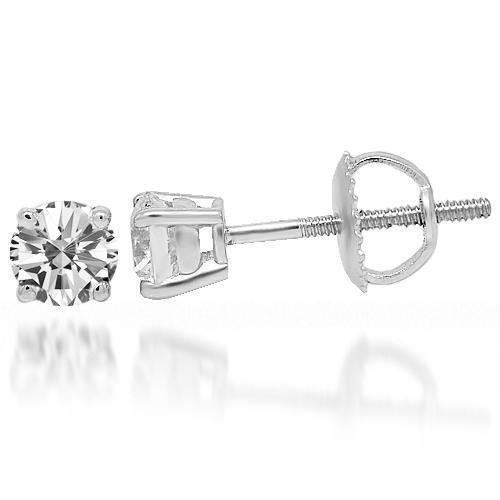 14K Solid White Gold Diamond Solitaire Stud Earrings 0.40 Ctw – Avianne ...