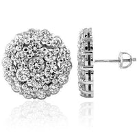 Thumbnail for 14K White Solid Gold Unisex Cluster Stud Earrings 6.00 Ctw