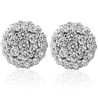 Thumbnail for 14K White Solid Gold Unisex Cluster Stud Earrings 6.00 Ctw