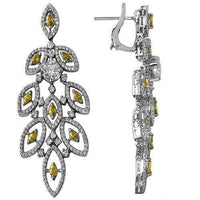 Thumbnail for 14K White Solid Gold Womens Diamond Earrings with Yellow Marquise Shape Dimonds 6.52 Ctw