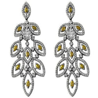 Thumbnail for 14K White Solid Gold Womens Diamond Earrings with Yellow Marquise Shape Dimonds 6.52 Ctw