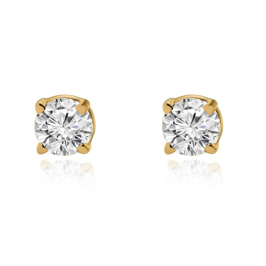 14k Yellow Gold Classic Diamond Solitaire Stud Earrings 0.38 Ctw ...