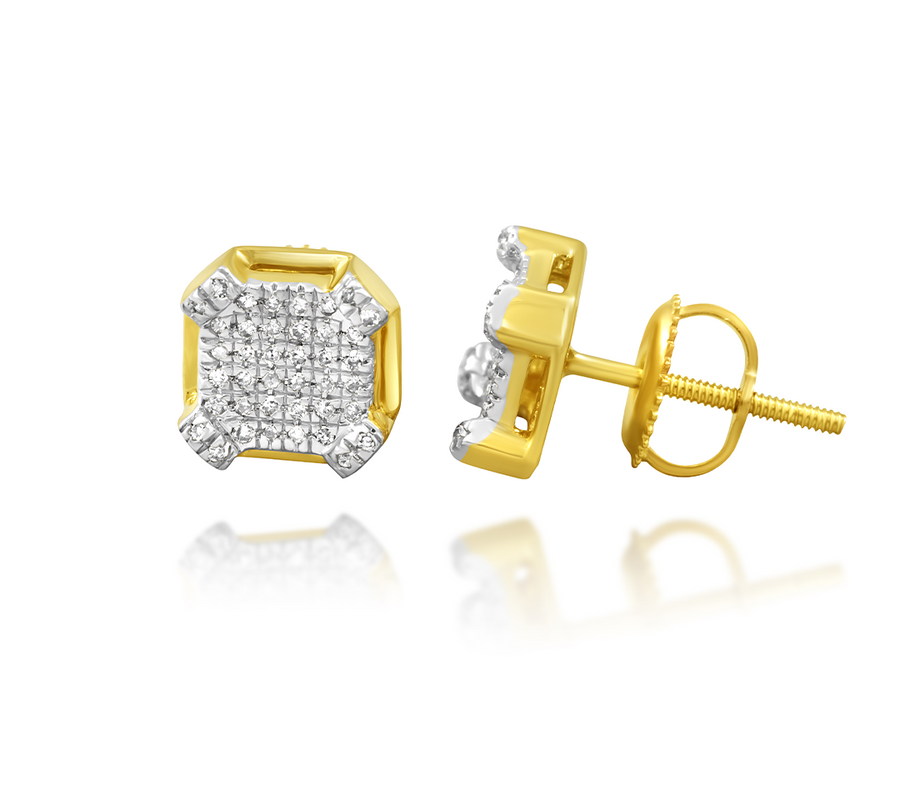 10k Yellow Gold Diamond Square Earrings 0.13 Ctw – Avianne Jewelers