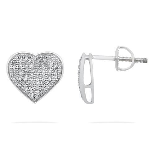 Pave Diamond Heart Stud Earrings, 925 Silver Black Rhodium Big Polki &  Champagne Diamond Earrings, Elegant Classy Women Gunmetal Earrings - Etsy