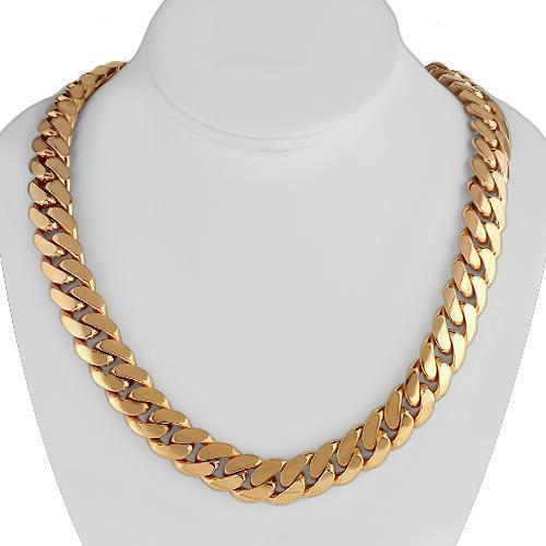 Men's 14K Gold Plated Huge Cuban Chain 316L Stainless Steel 30MM  46" Necklace