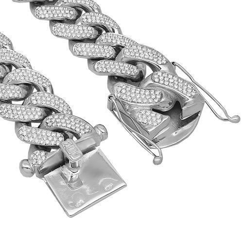 14k White Gold Diamond Cuban Link Chain 14.5 mm 21.11 Ctw – Avianne Jewelers