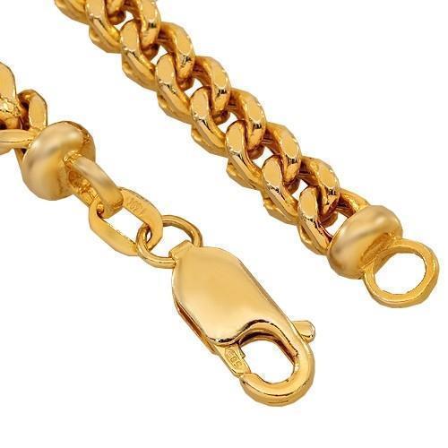 14K Solid Yellow Gold Mens Franco Chain 4 mm