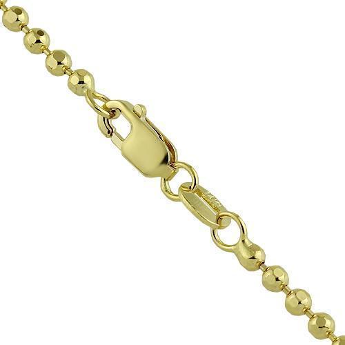 14K Yellow Gold Beaded Cage Mesh Necklace with Diamond Accent Clasp