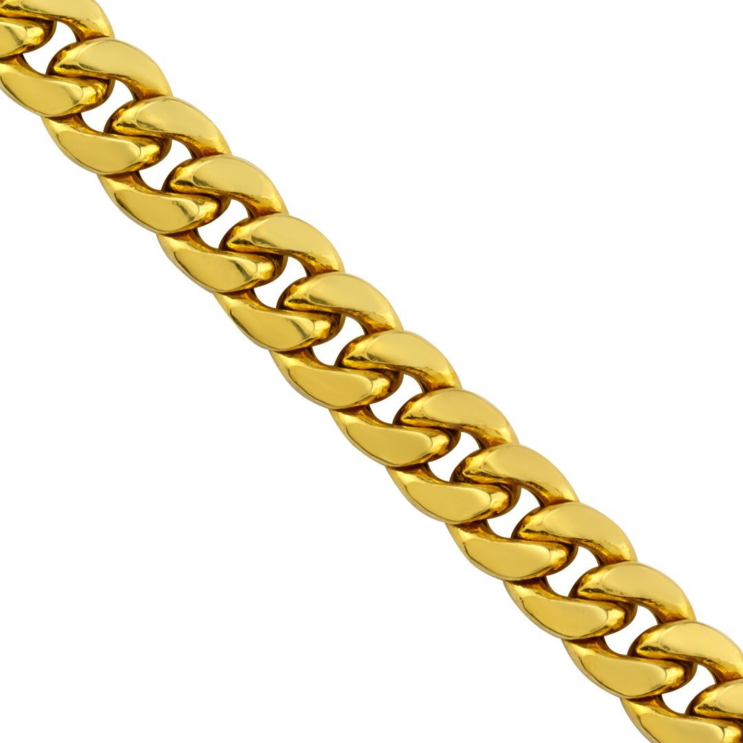 7mm Diamond Cuban Link Ring (Two Row) 7.5 / Yellow
