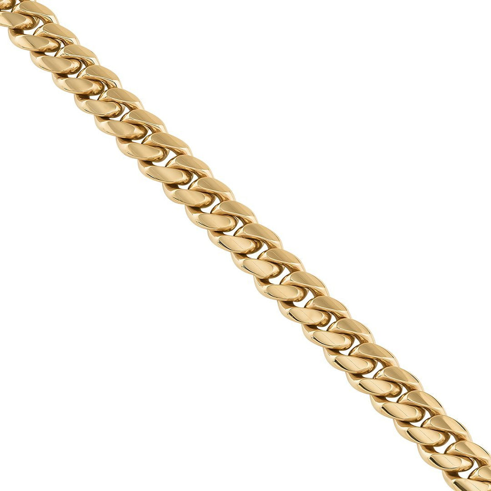 18k Yellow Gold Solid Miami Cuban Link Chain 12 mm