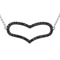 Thumbnail for Black Rhodium Plated, White 14k Black Diamond Heart Necklace 0.38ctw