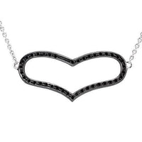 Thumbnail for Black Rhodium Plated, White 14k Black Diamond Heart Necklace 0.38ctw