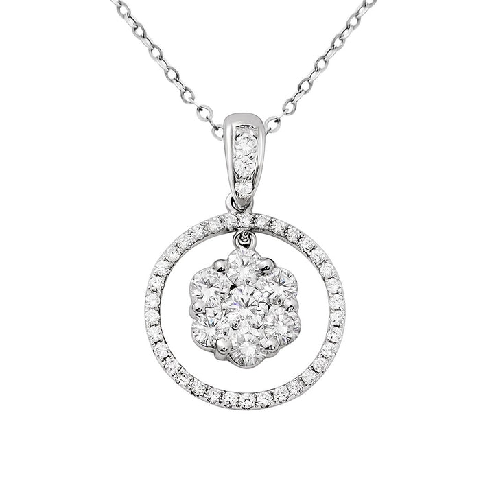 ADI 10k white Gold Diamond Cluster shops necklace 18