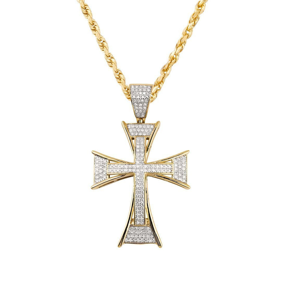 10K Yellow Gold Diamond Cross Pendant 0.59 Ctw