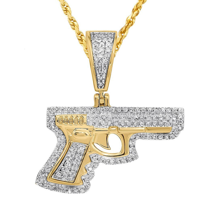 Uzi gun gold necklace