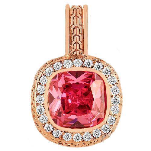 14kt Rose Gold Pink Sapphire and Diamond Pendant